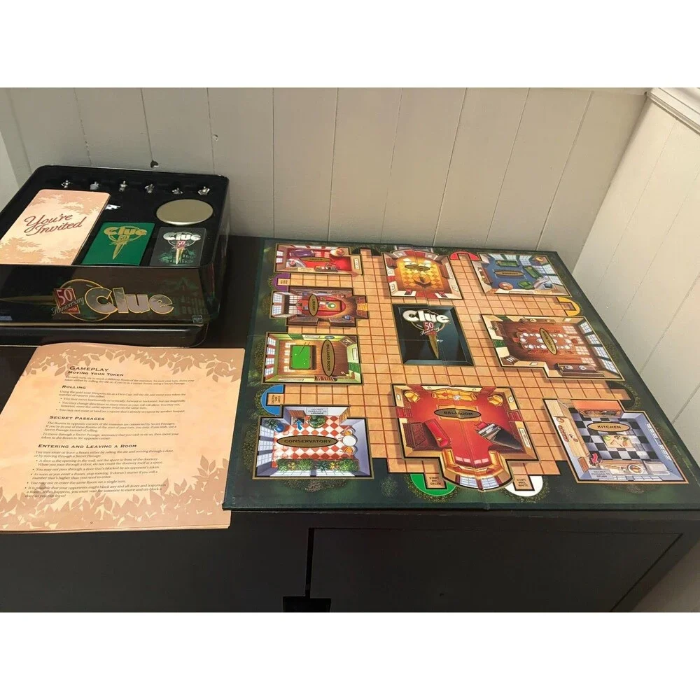 1998 Clue 50th Anniversary Edition Tin Parker Brothers Hasbro Complete Game
